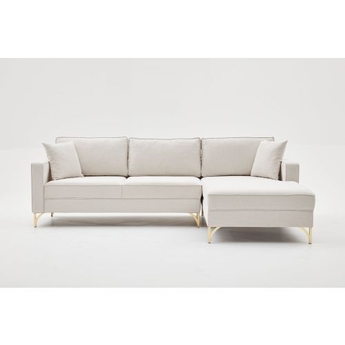 Atelier Del Sofa Kutna garnitura, Krem Zlato, Berlin Right - Cream, Gold slika 6