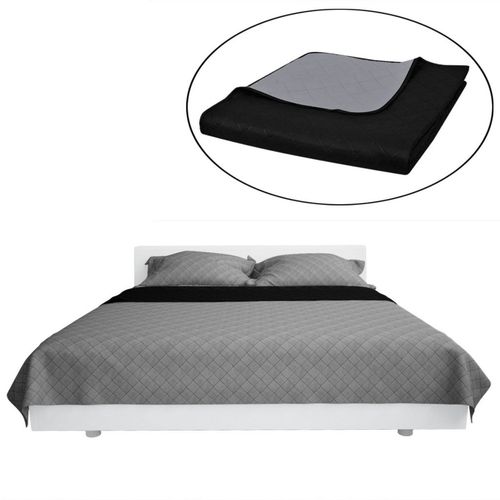 130884 Double-sided Quilted Bedspread Black/Grey 220 x 240 cm slika 17