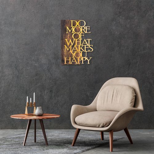 Wallity Drvena zidna dekoracija, Do More Of What Makes You Happy - Gold slika 2