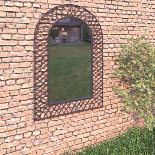 Vrtno zidno ogledalo s lukom 50 x 80 cm crno slika 8