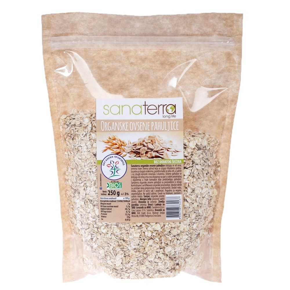 Sanaterra Organske ovsene pahuljice 250gr  slika 1