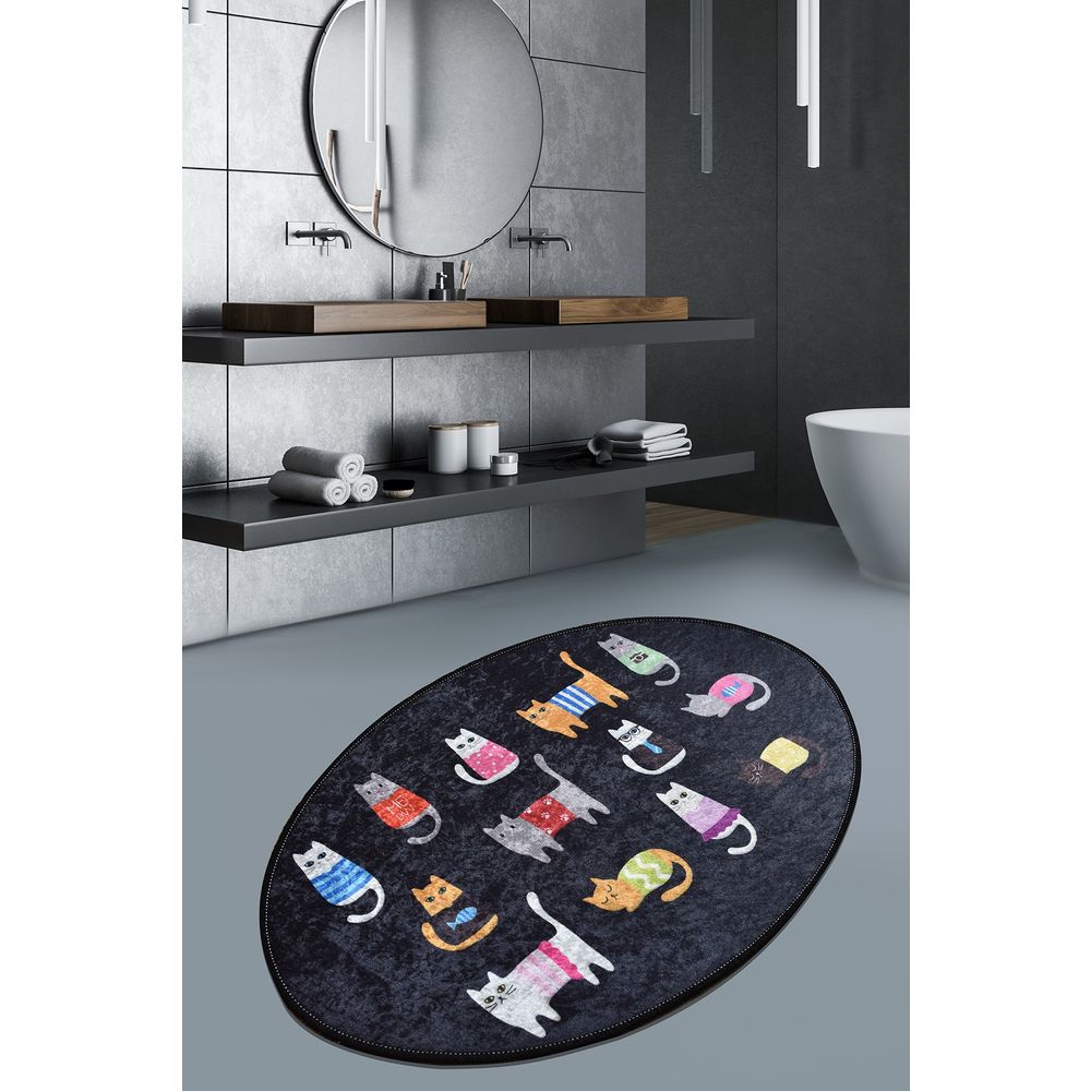 Tepih Black Cats Oval DJT Multicolor (60 x 90 cm) slika 1