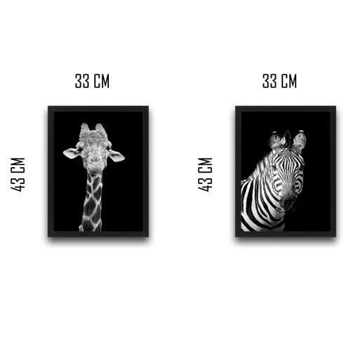 Wallity Uokvirena slika (2 komada), Zebra Giraffe Set slika 3