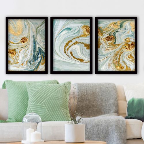 3SC116 Multicolor Decorative Framed Painting (3 Pieces) slika 1