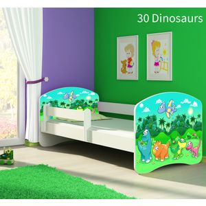 Dječji krevet ACMA s motivom, bočna bijela 140x70 cm 30-dinosaurs