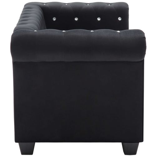 Chesterfield sofa za dvoje s baršunastom presvlakom 146 x 75 x 72 cm crna slika 44