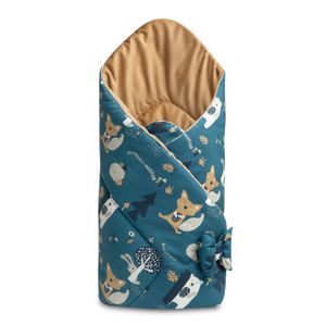 Dvostrani baršunasti pokrivač za bebe 75x75cm šumske životinje plavi