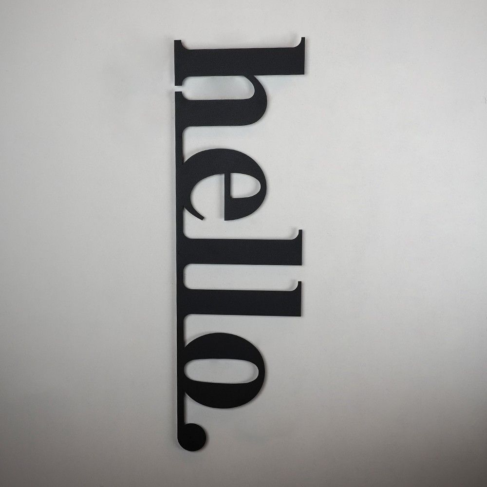 Dekorativni Metalni Zidni Ukras Hello - APT101LS Crni slika 2