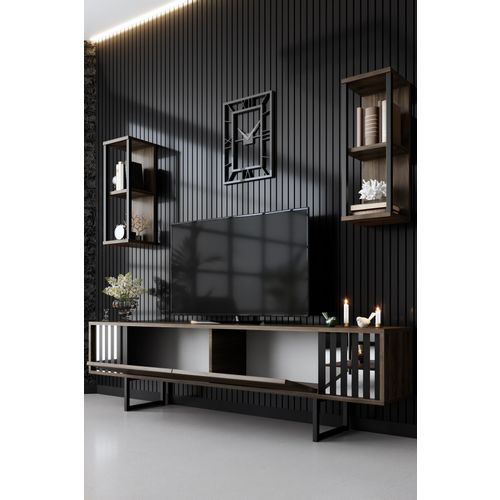 Woody Fashion Komoda za TV, Chrome Line - Walnut, Black slika 3