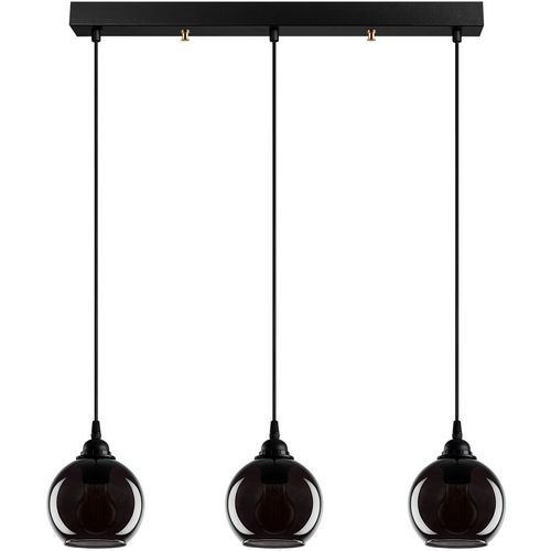 Opviq Vislica SMOKED 2, crna, metal- staklo, 65 x 6527 cm, visina 114, podesiva visina, 3 x E27 40 W, Smoked - 013 slika 1