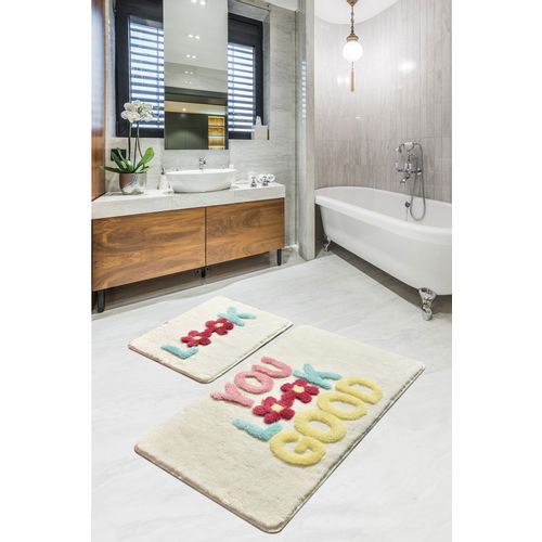 Look - Ecru Multicolor Acrylic Bathmat Set (2 Pieces) slika 1