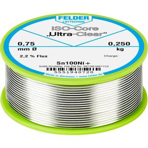 Felder Löttechnik ISO-Core ''Ultra-Clear'' Sn100Ni+ lemna žica, bezolovna svitak  Sn99,25Cu0,7Ni0,05  0.250 kg 0.75 mm