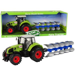 Zeleni traktor s plavim plugom