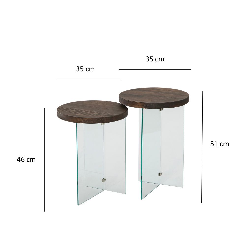 Set stolića za kafu Serenity 2 - Transparentni, Orah slika 5