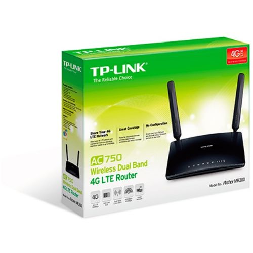 TP-LINK bežični ruter ARCHER MR200 Wi-Fi AC750 433Mbps 300Mbps 4G LTE SIM 1xWAN 3xLAN 2 antene slika 1