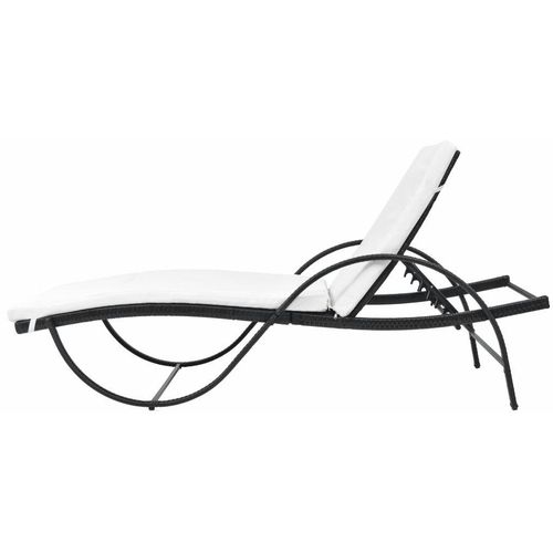 Ležaljka za sunčanje s jastukom i stolom poliratan crna slika 10