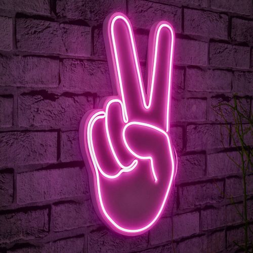 Wallity Ukrasna plastična LED rasvjeta, Victory Sign - Pink slika 9