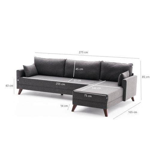 Atelier Del Sofa Kutna garnitura, Antracit, Bella Corner Sofa Right - Anthracite slika 8