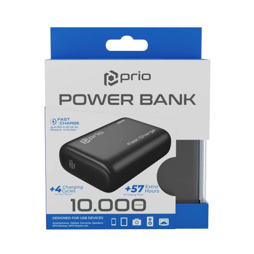 Prio Fast Charge (22,5 W SCP/20 W PD/QC3.0) Power Bank 10.000 mAh crna slika 3