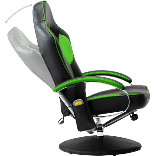 Masažna stolica s osloncem od umjetne kože zelena slika 39