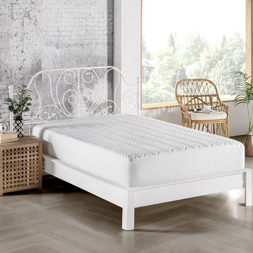 Quilted Fitted Alez (160 x 200) White Double Bed Protector slika 1