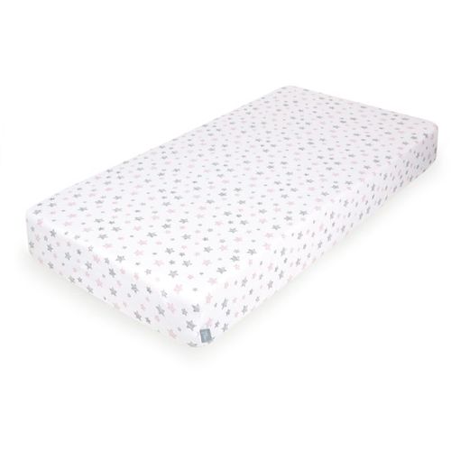 Ceba Baby posteljina Jersey s elastičnom trakom(120x60) Pink Stars slika 1