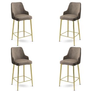 Enox - Gold Cappuccino Bar Stools Set (4 komada)