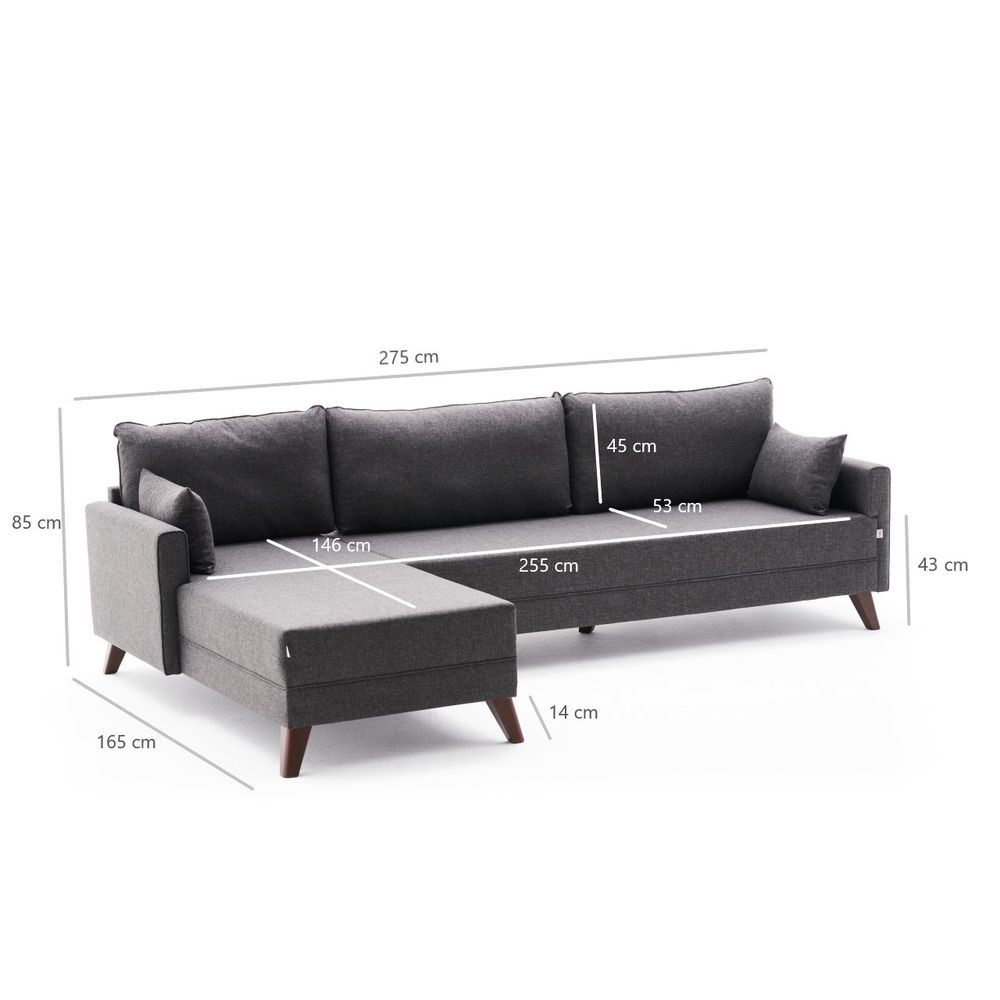 Bella - ugaona sofa, lijevi ugao - antracit boja slika 8