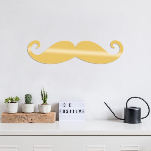 Wallity Metalna zidna dekoracija, Mustache Metal Decor - Gold slika 1