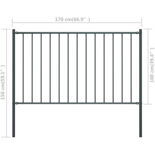Panel za ogradu sa stupovima čelični 1,7 x 1 m antracit slika 18