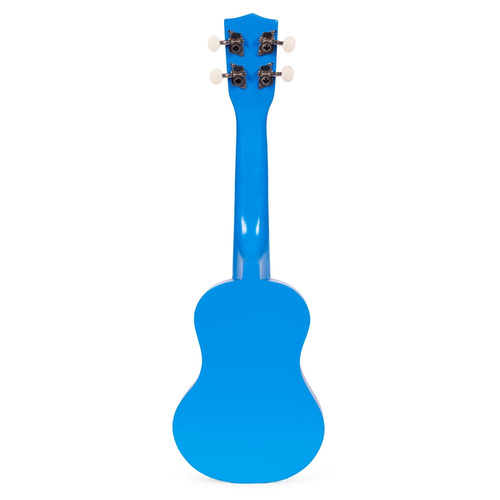 ECOTOYS drvena ukulele za djecu, plava – 4 najlonske žice i trzalica slika 6