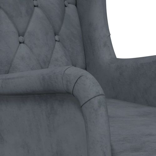 Fotelja s nogama za ljuljanje od kaučukovca tamnosiva baršun slika 22