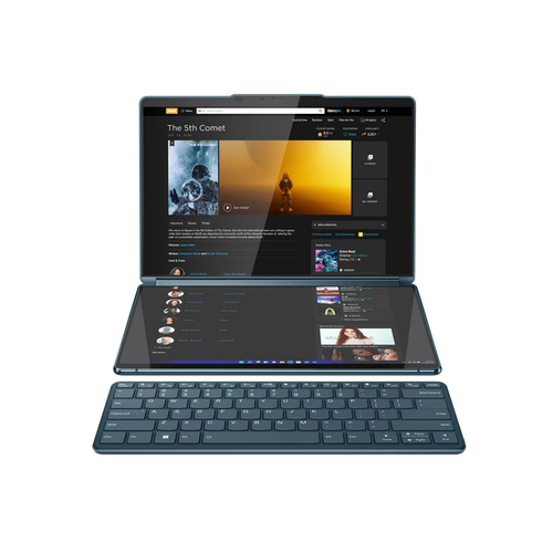 Lenovo 83FF002TRM Yoga Book 9 13IMU9 (Tidal Teal, Aluminium) 12-Core Ultra7 155U (2P+10E) 4.8GHz/12MB 32GB DDR5 1TB-NVMe 2x 13.3" 2.8K (2880x1800) OLED 400n DolbyVision Glass Touch DigitalPen3 WC-5MP+IR Iris-Xe WiFi A/X BT5.1 3xTB4 UK-key 80Wh 1.34kg W11P +BT/M+Folio Stand slika 2