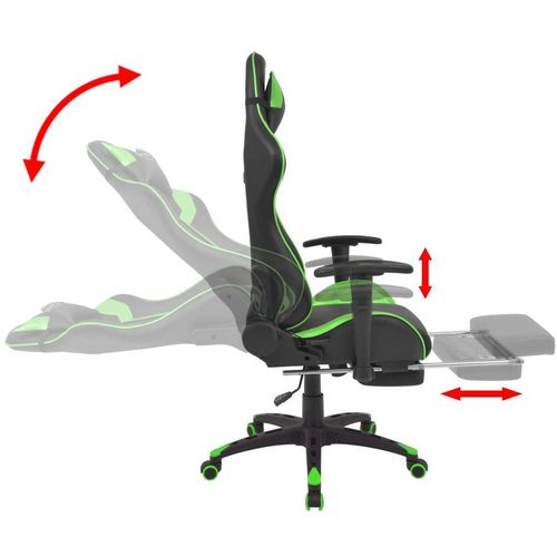 Podesiva igraća uredska stolica s osloncem za noge zelena slika 6