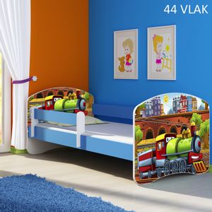 Dječji krevet ACMA s motivom, bočna plava 140x70 cm - 44 Vlak