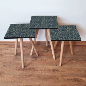 Nesting Table 3Shp236 - Sivi i Zlatni (3 Komada)