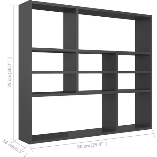 Zidna polica visoki sjaj siva 90 x 16 x 78 cm od iverice slika 40