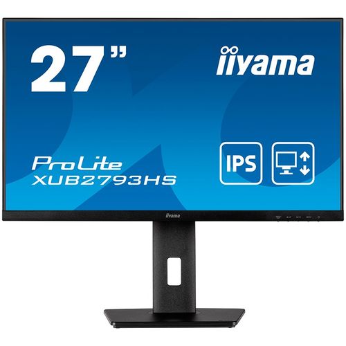 IIYAMA Monitor LED XUB2793HS-B6 27" IPS 1920 x 1080 @100Hz 16:9 250 cd/m² 1000:1 1ms HDMI DP Speakers height, swivel, tilt, pivot (rotation both sides) slika 1