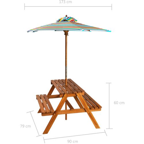 Dječji stol za piknik sa suncobranom 79x90x60 cm bagremovo drvo slika 8