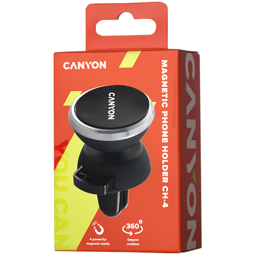 Canyon CH-4 Car Holder for Smartphones,magnetic suction function ,with 2 plates(rectangle/circle), black ,40*35*50mm 0.033kg slika 6