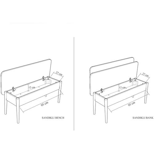 Woody Fashion Klupa, Bijela boja Kamen, Vina Bench - White, Stone slika 5