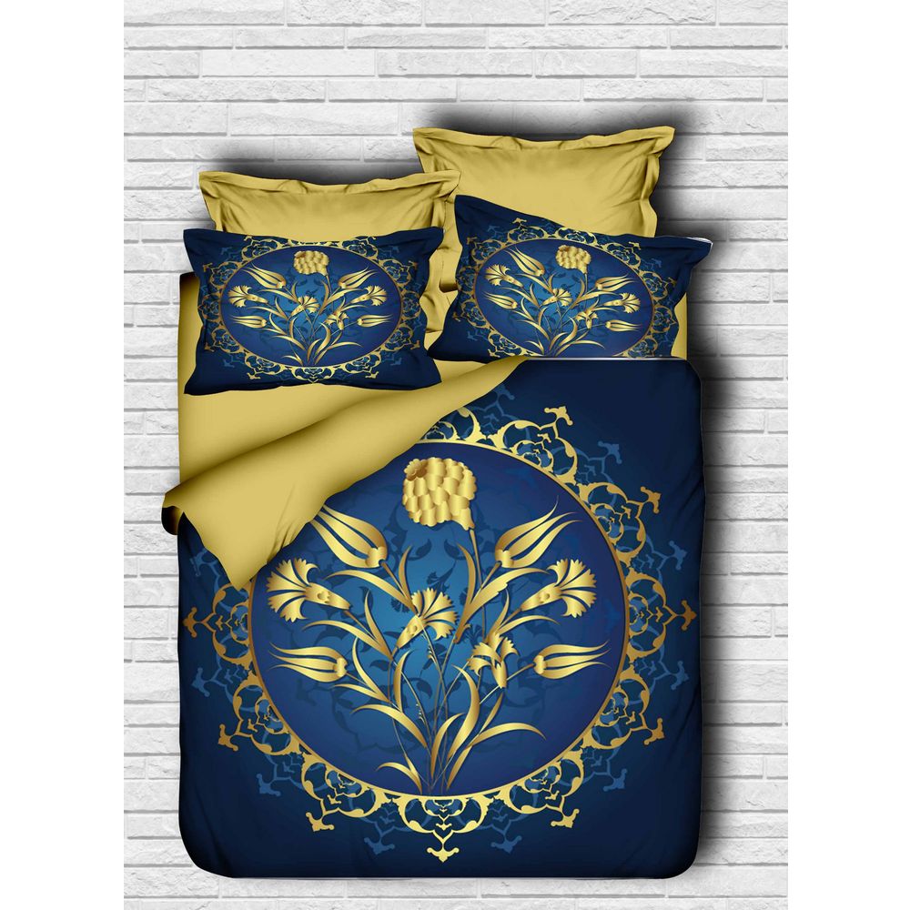 Set posteljine '140 Gold Blue' za bračni krevet slika 1