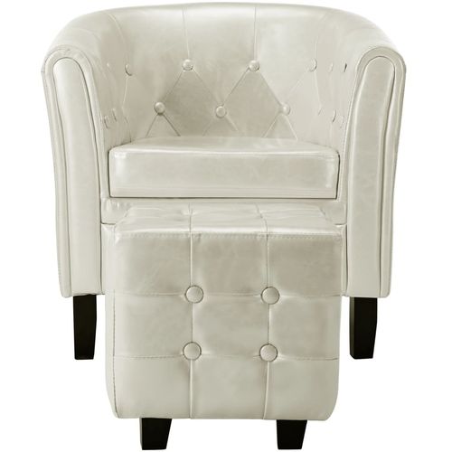Fotelja od umjetne kože s osloncem za noge bijela slika 31