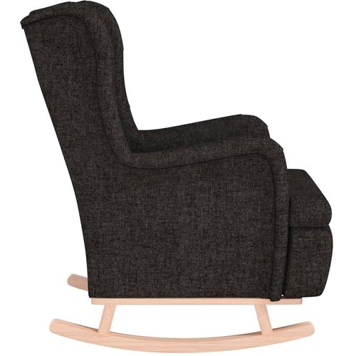 Fotelja s nogama za ljuljanje od kaučukovca crna od tkanine slika 12