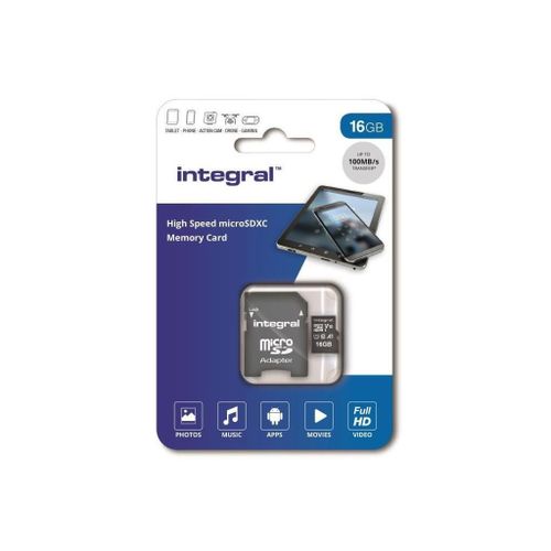 Integral 64GB High Speed microSDHC/XC V10 UHS-I U1 + adapter slika 2