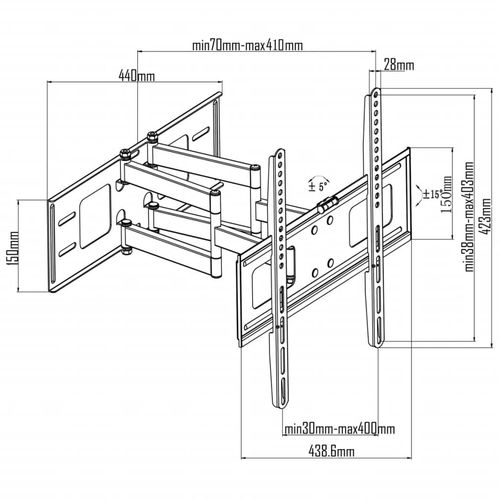 Nosač za TV s Horizontalnom i Vertikalnom Podesivošću 3D 400 x 400 mm 32" - 55 slika 27