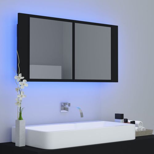LED kupaonski ormarić s ogledalom crni 90 x 12 x 45 cm slika 3
