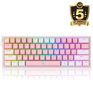 KEYBOARD - REDRAGON FIZZ K617 RGB WIRED PINK/WHITE RED SWITCH