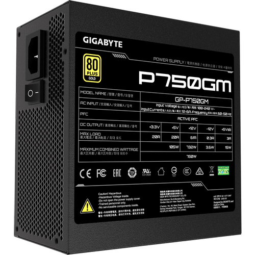 Gigabyte PSU 750W Gold Modular80+ GOLD;Fully Modular;8xSATA,3x4Pin,1xFloppy, 4xPCIe 6+2 Pin slika 1