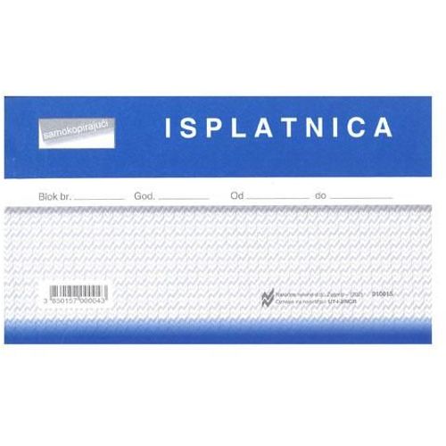 I-2/NCR ISPLATNICA; Blok 100 listova, 16,5 x 10 cm slika 2